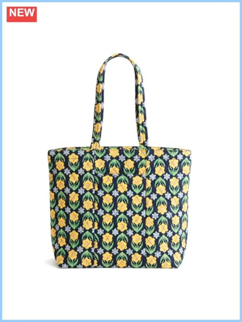 Premium Cotton Quilted Zip Tote Bag with Shoulder Straps - Large Capacity